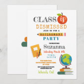 教師 クラス 卒業 退職 パーティー 招待状 (正面/裏面)