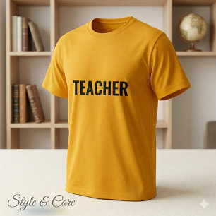教師 テキスト ステートメント ゴールドTシャツ メンズ Tシャツ