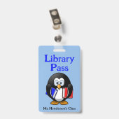 教師 学校 図書館 入場許可バッジ バッジ (裏面 （クリップ付）)