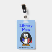 教師 学校 図書館 入場許可バッジ バッジ (正面 （クリップ付）)