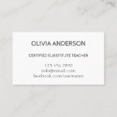 教師 | 講師 ホワイト ビジネス カード (裏面)
