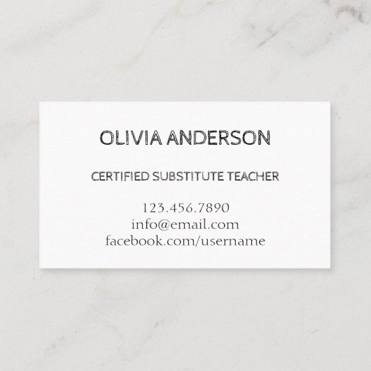 教師 | 講師 ホワイト ビジネス カード (裏面)