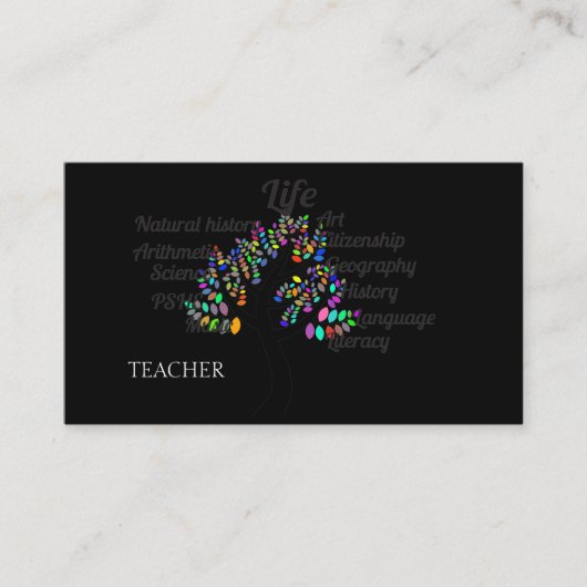 教師 | 講師 ホワイト ビジネス カード (正面)