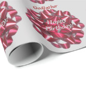 教父の誕生日、赤い弓、ギフト用包装紙 ラッピングペーパー (ロールコーナー)