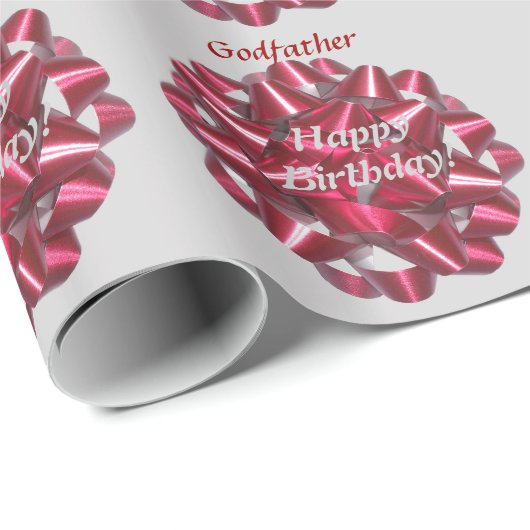 教父の誕生日、赤い弓、ギフト用包装紙 ラッピングペーパー (ロールコーナー)