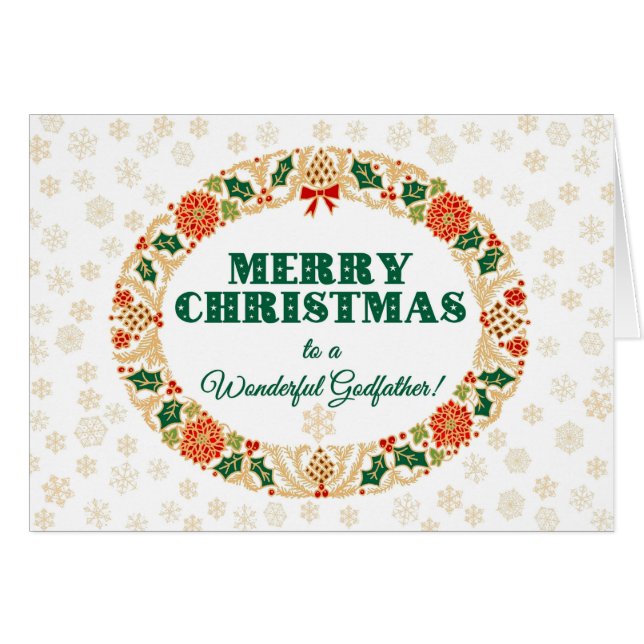 教父の雪片のためのクリスマスのヒイラギのリース、 (正面横)