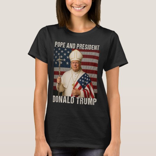 教皇トランプおもしろいとドナルド・トランプ大統領 Tシャツ (正面)