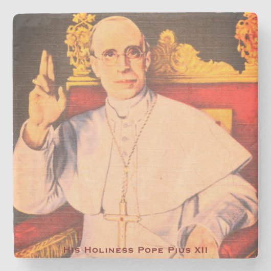 教皇ピウス12世の聖 – カトリック教会 ストーンコースター (正面)
