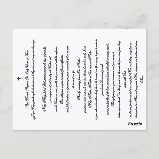 教皇フランシスの祈りの言葉と我々のミスター・オブ・ノット ポストカード (裏面)