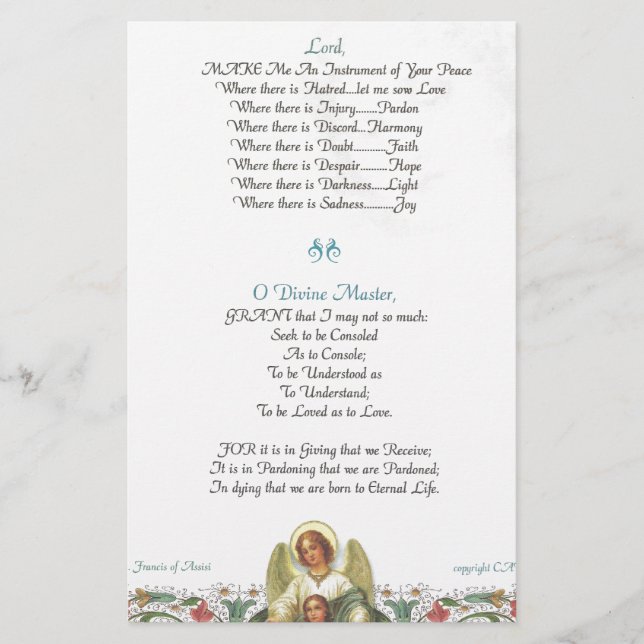 教皇フランシス=聖フランシスシンプル祈りの言葉=天使 (正面)