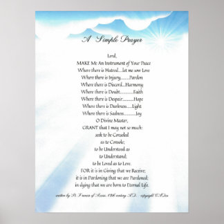 教皇フランシス=聖。フランシスシンプル祈りの言葉=サンビーム ポスター