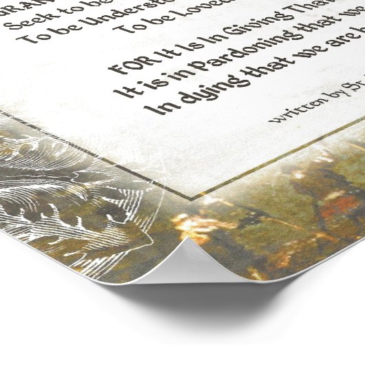 教皇フランシス=聖。フランシスシンプル祈りの言葉=ラピアッツァ ポスター (角)