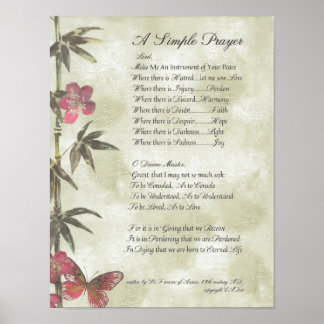 教皇フランシス=聖。フランシスシンプル祈りの言葉=竹 ポスター