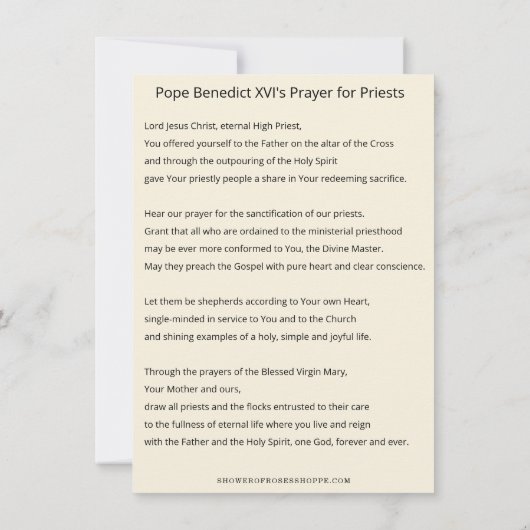 教皇ベネディクト16世祈りの言葉 ノートカード (裏面)