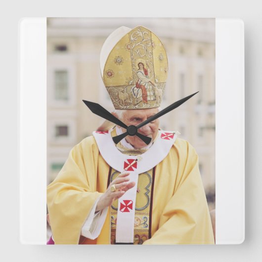 教皇ベネディクト16世Tシャツ スクエア壁時計 (正面)