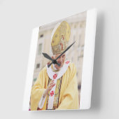 教皇ベネディクト16世Tシャツ スクエア壁時計 (傾斜)