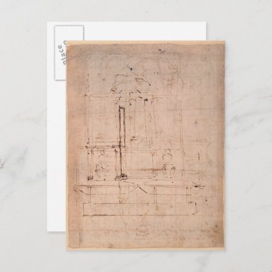 教皇ユリウス二世の墓のためのデザイン ポストカード (正面/裏面)