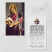 教皇ヨハネ・パウロ2世の美化カード 名刺 (正面/裏面)