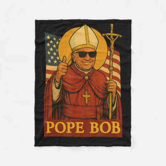 教皇レオ教皇ボブファースト・アメリカ教皇ヴィンテージ・パパ フリースブランケット (正面)