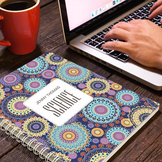 教科ネイビーカラフルブパーソナライズされたルー ノートブック