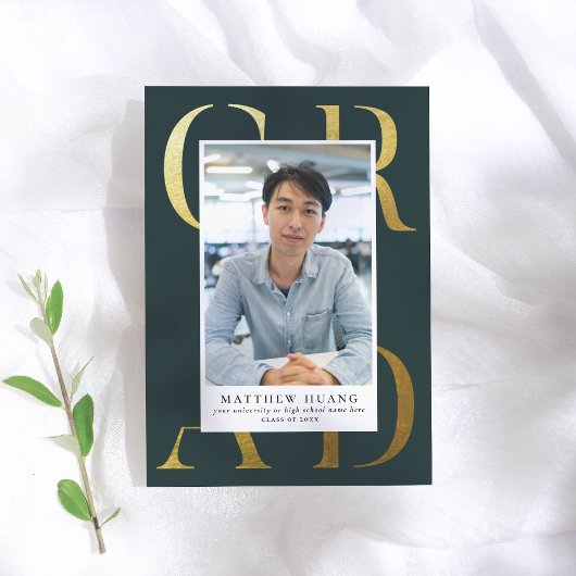 教科書 |金ゴールドタイポグラフィの卒業発表 招待状