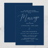 教結婚会、両親、ネイビーブルーイン 招待状 (正面/裏面)