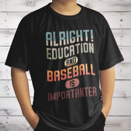 教育おもしろいと野球は重要なレトロ Tシャツ