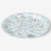 教育おもしろい恐竜スケッチキッズパーティーブルー ペーパープレート (アングル)