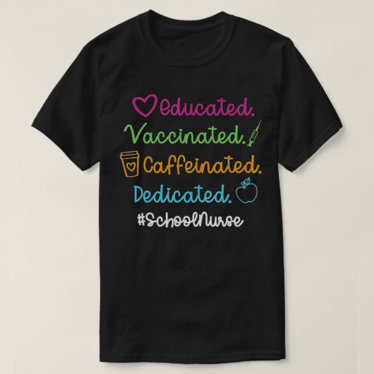 教育された予防接種カフェイン専用スクールニュー Tシャツ (デザイン正面)