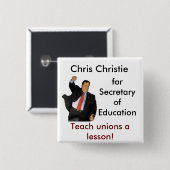 教育の秘書のためのクリスChristie 缶バッジ (正面&裏面)