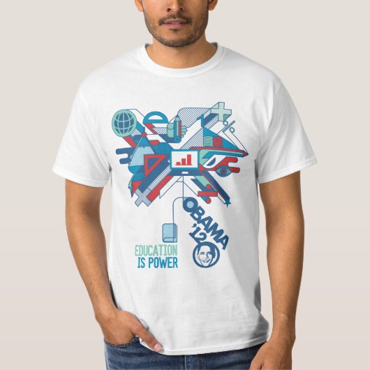 教育は力のオバマのワイシャツです Tシャツ (正面)