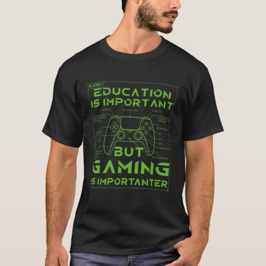 教育は重要だがゲームは重要だ Tシャツ (正面)