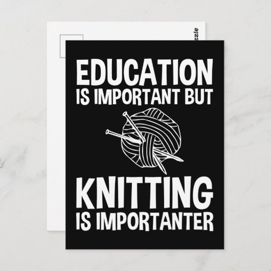 教育は重要だが編み物は重要 ポストカード (正面/裏面)