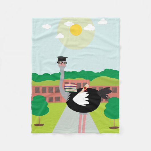 教育を受けたダチョウ フリースブランケット (正面)