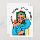 教育を受けたブラッククイーンメラニン女性HBCUグラッドシスタ ポストカード (正面/裏面)