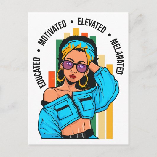 教育を受けたブラッククイーンメラニン女性HBCUグラッドシスタ ポストカード (正面)
