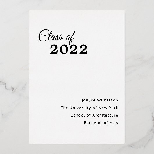 教育を受けた黒人女性2022卒業のお知らせ 箔シーズンカード (裏面)