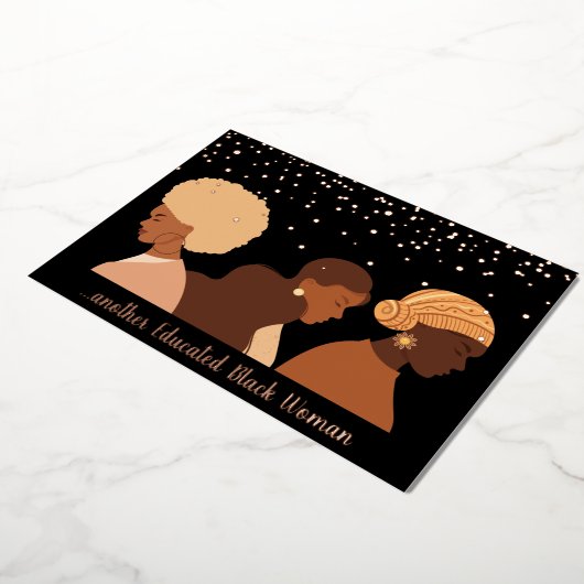 教育を受けた黒人女性2022卒業招待状 箔シーズンカード (回転した状態)