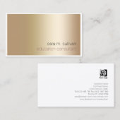 教育コンサルタントミニマエレガントリストはっきりした金ゴールド 名刺 (正面/裏面)