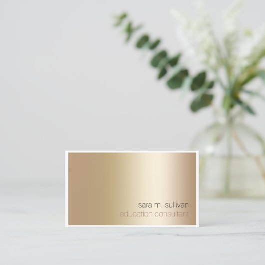 教育コンサルタントミニマエレガントリストはっきりした金ゴールド 名刺 (スタンド正面)
