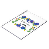 教育ラテンアメリカ系女性ブルーフラワーモティーノートブック ノートブック (左側)