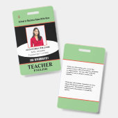 教育先生従業員の写真名ID バッジ (正面＆裏面)