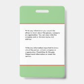 教育先生従業員の写真名ID バッジ (裏面)