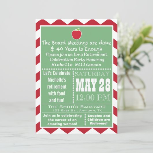 教育委員会のメンバーの退職のパーティの招待状 招待状 (スタンド正面)