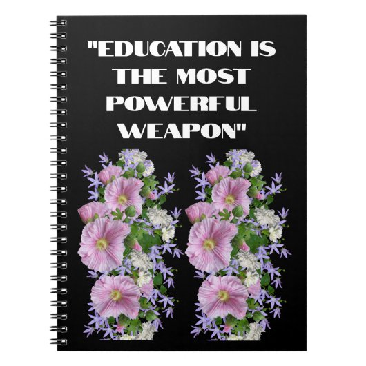 教育引用文カスタムフラワーフォト文字スパイラル ノートブック (正面)