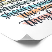 教育引用文タイポグラフィレインボーストライプズ ポスター (角)