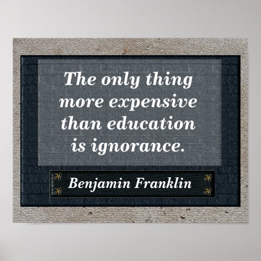 教育引用文 – ベンジャミンフランクリン ポスター (正面)