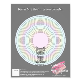 教育用のクロシェ・ビーニー・サイズ・チャート フォトプリント           