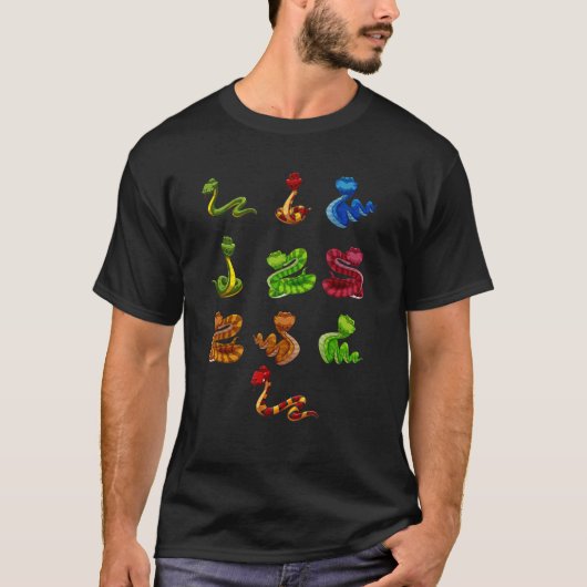 教育種とヘビの種類 Tシャツ (正面)