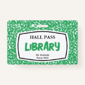 教育者のための構成図書図書館ホールパス バッジ (裏面)